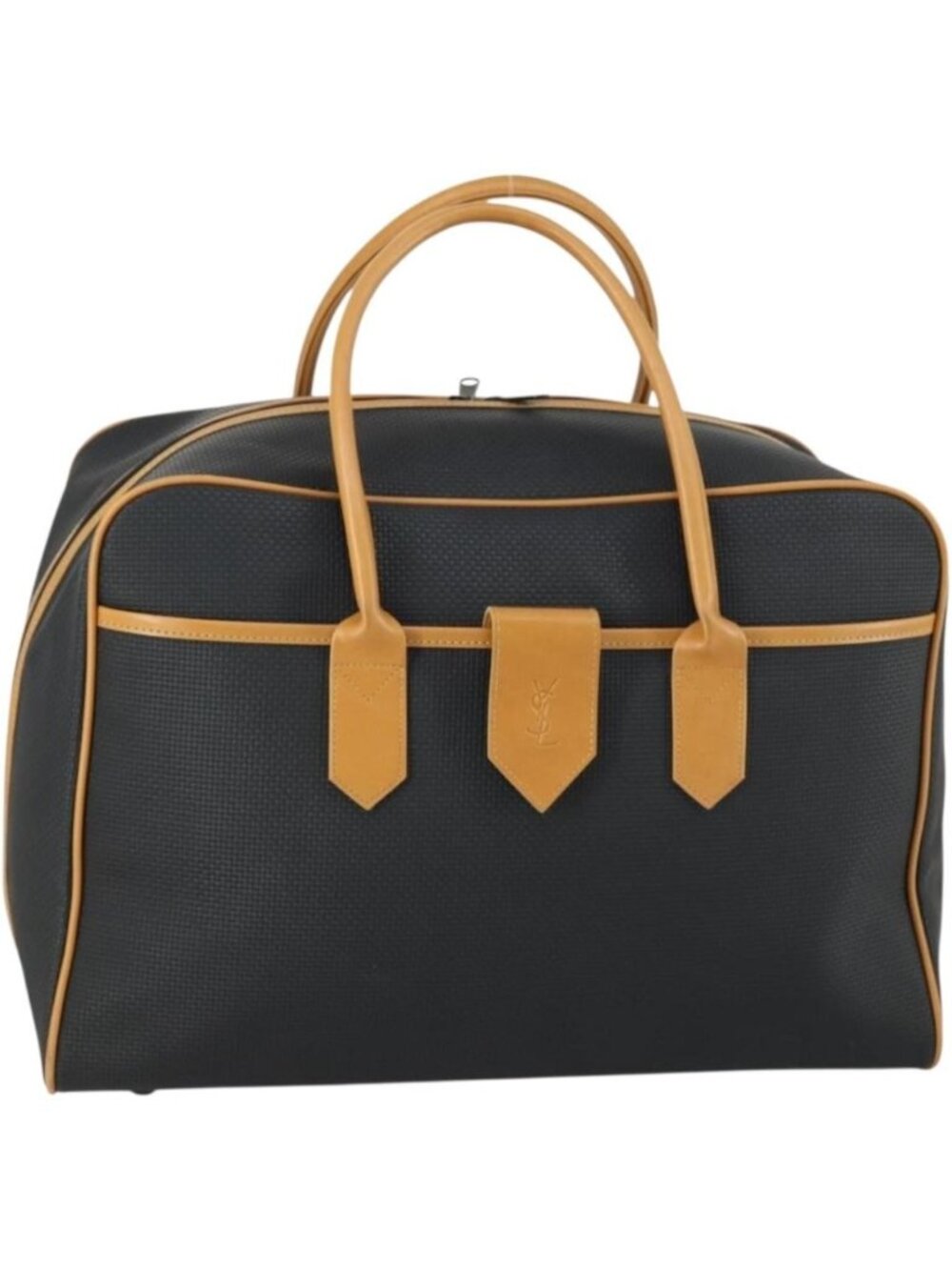 SAINT LAURENT Boston Bag PVC Leather Black Brown